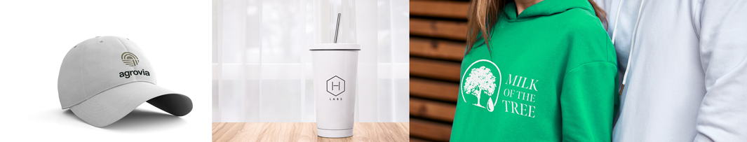 Promotional merchandise with brand applied